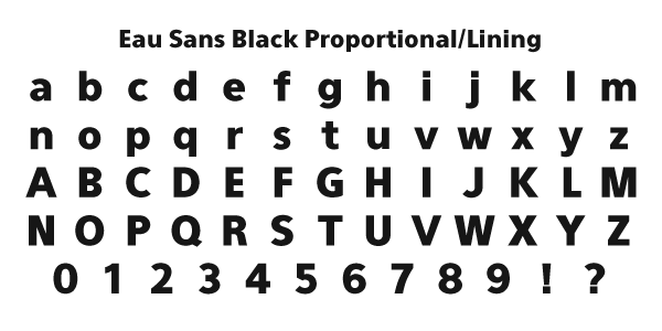 Eau Sans Book Proportional/Lining Specimen