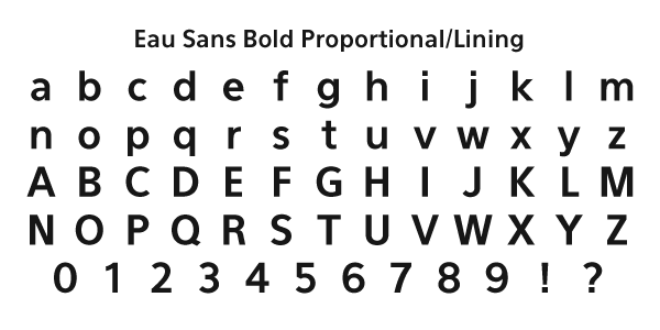 Eau Sans Book Proportional/Lining Specimen