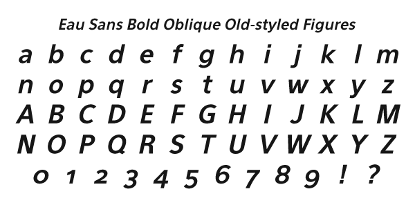 Eau Sans Book Oblique Old-styled Figures Specimen