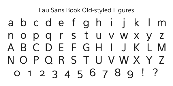 Eau Sans Book Old-styled Figures Specimen