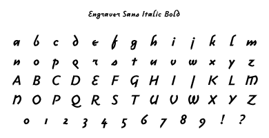 Engraver Sans Italic Bold Specimen