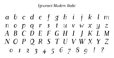 Ignorant Modern Italic Specimen