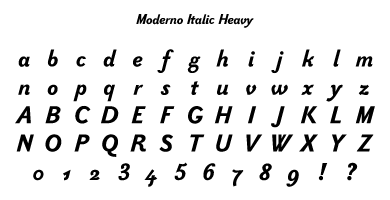 Moderno Italic Heavy Specimen