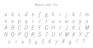 Moderno Italic Thin Specimen