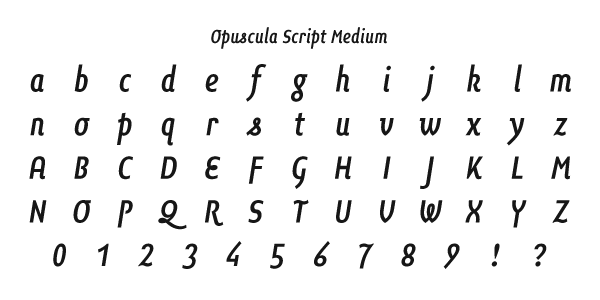 Opuscula Script Medium Specimen