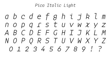 Pica Italic Light Specimen