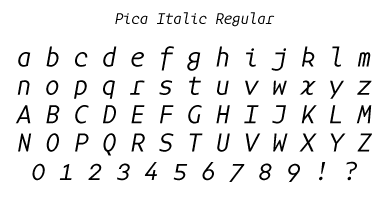 Pica Italic Regular Specimen