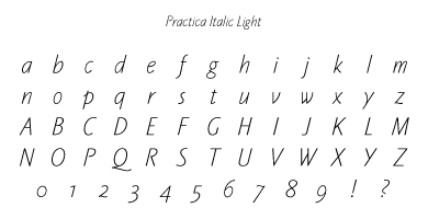 Practica Italic Light Specimen