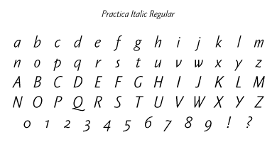 Practica Italic Regular Specimen