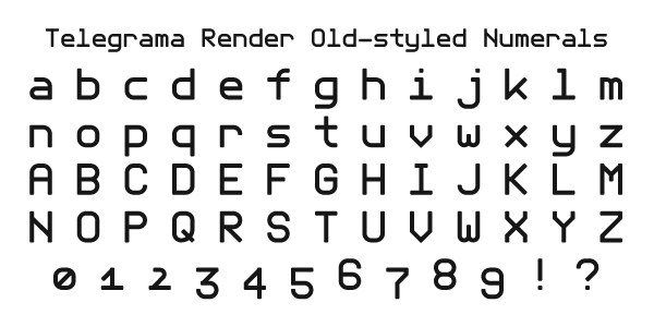 Telegrama Render Old-styled Numerals Specimen