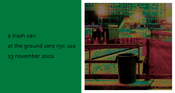 a trash can at the ground zero nyc usa 23 november 2002