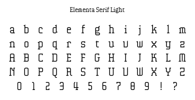 Elementa Serif Light Specimen