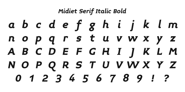 Midiet Serif Italic Bold Specimen