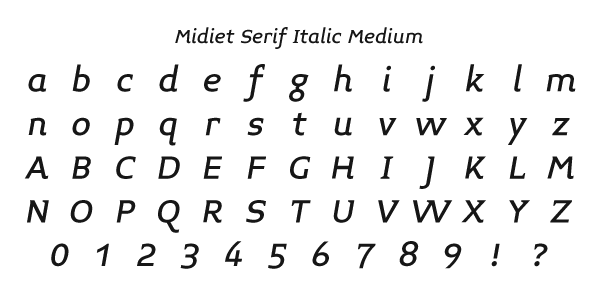 Midiet Serif Italic Medium Specimen