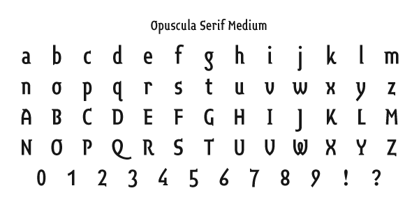 Opuscula Serif Medium Specimen