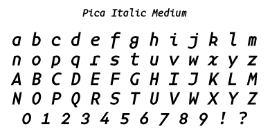 Pica Italic Medium Specimen