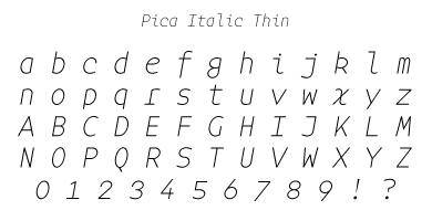 Pica Italic Thin Specimen