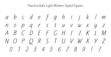 Practica Italic Light MsF Specimen