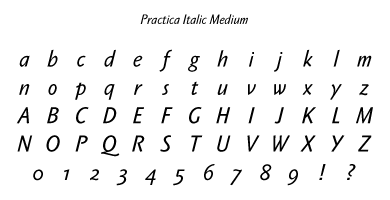 Practica Italic Medium Specimen