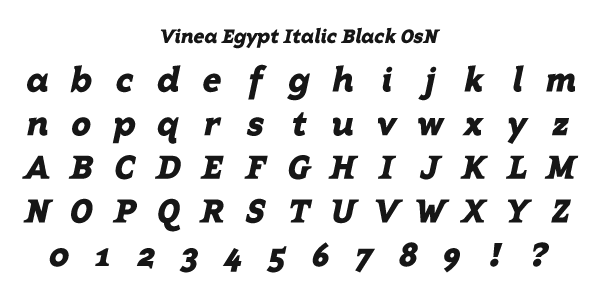 Vinea Egypt italic Black Old-styled Numerals Specimen