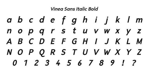 Vinea Sans italic Bold Specimen